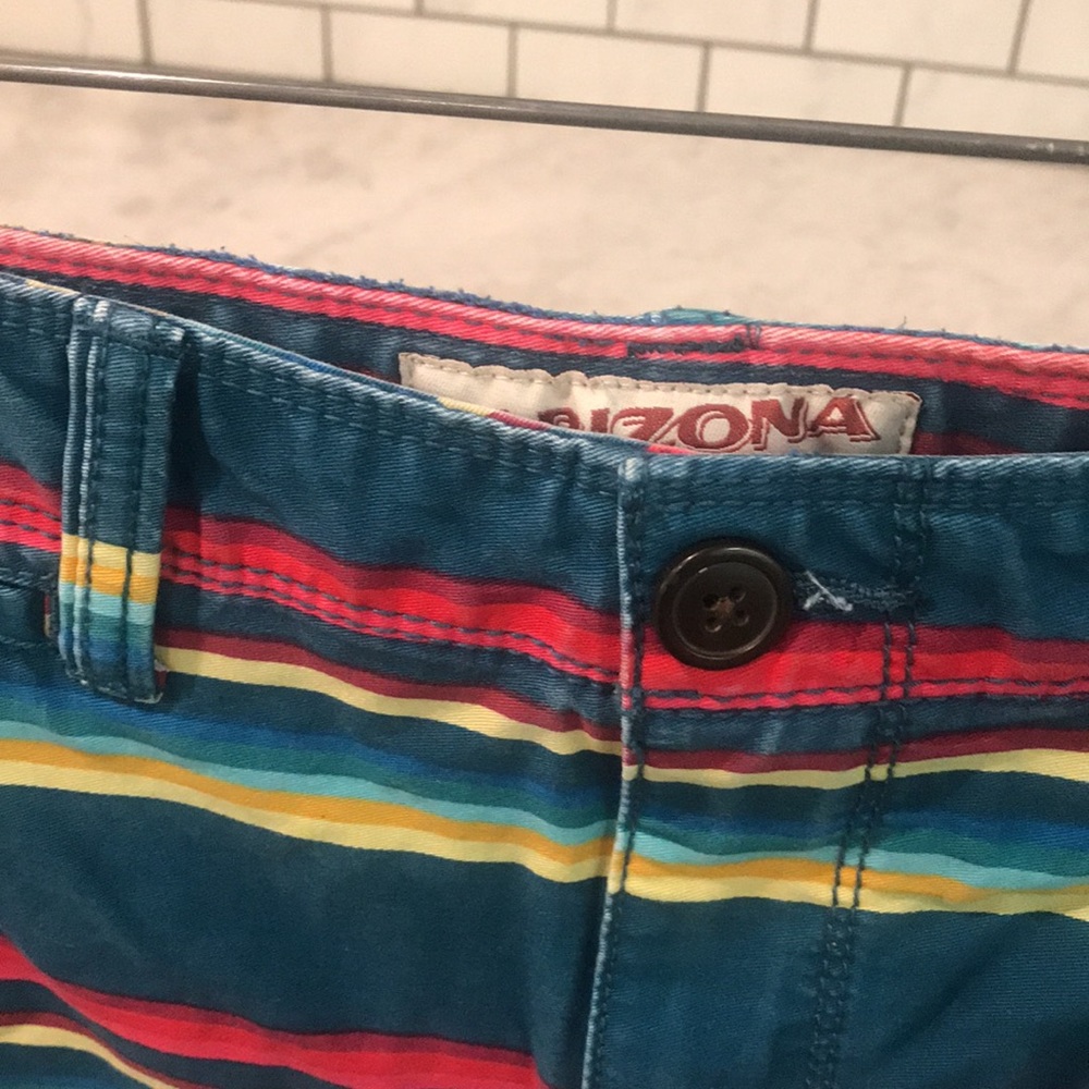 Vintage Arizona Shorts Mens 32 Blue Denim Stripe Y2K Festival Retro Hippie - Picture 3 of 10